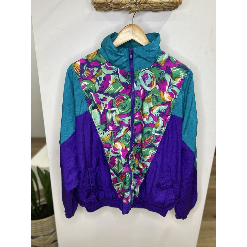 Vintage Westside Lined Windbreaker Nylon Jacket‎ Mens  Size Large Colorblock